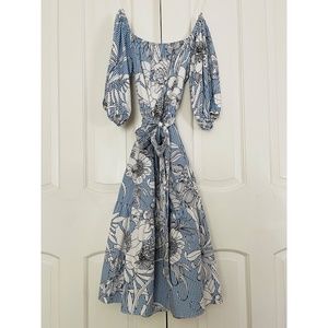 Zara womens floral and stripe printed dress, size Small